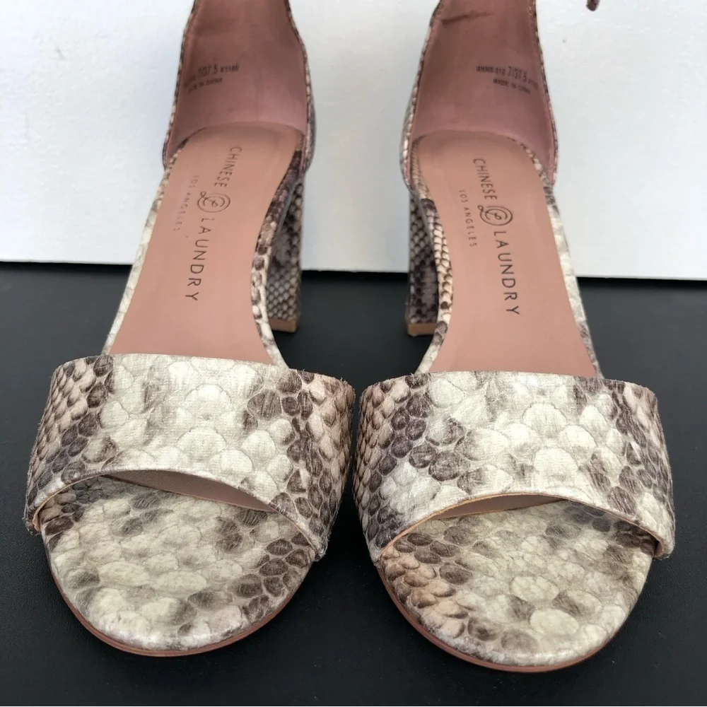 Chinese Laundry Rumor Snakeskin open toe heeled sandals Size 7